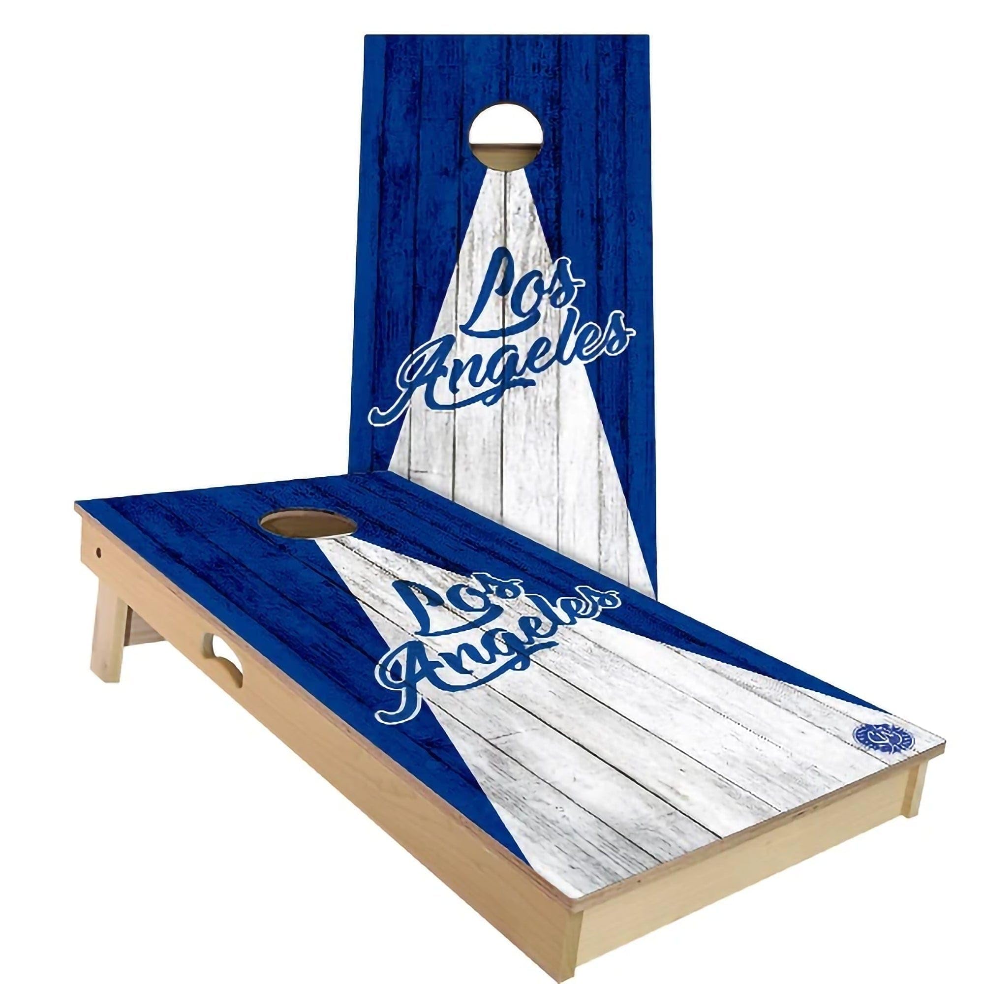Skip's Garage Los Angeles Triangle Themed #1 Baseball Cornhole Set - Backyard 2x4 (Corn Bags) - Include Hole + Edge Lights