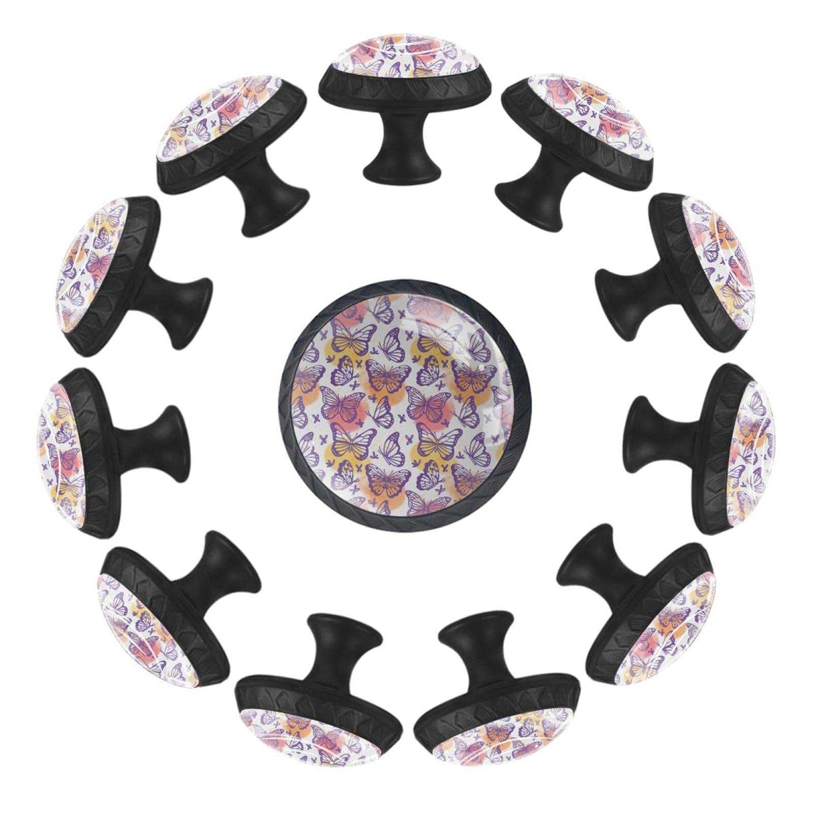 Boutons de tiroir ronds violets 35 mm en lot de 12 pour commode de chambre