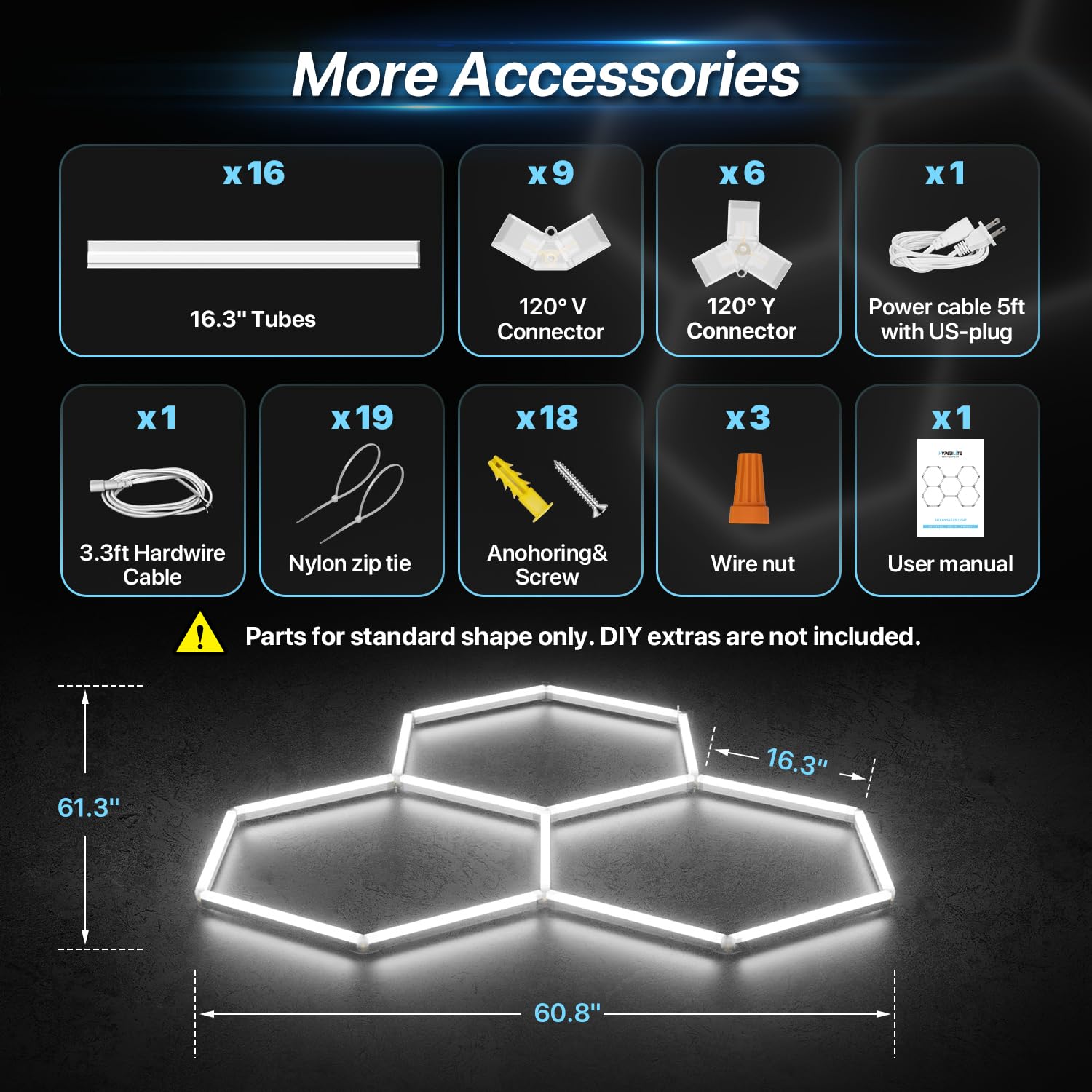 HYPERLITE Gen 2 Hexagon Garage LED Light, Upgraded 3 Level