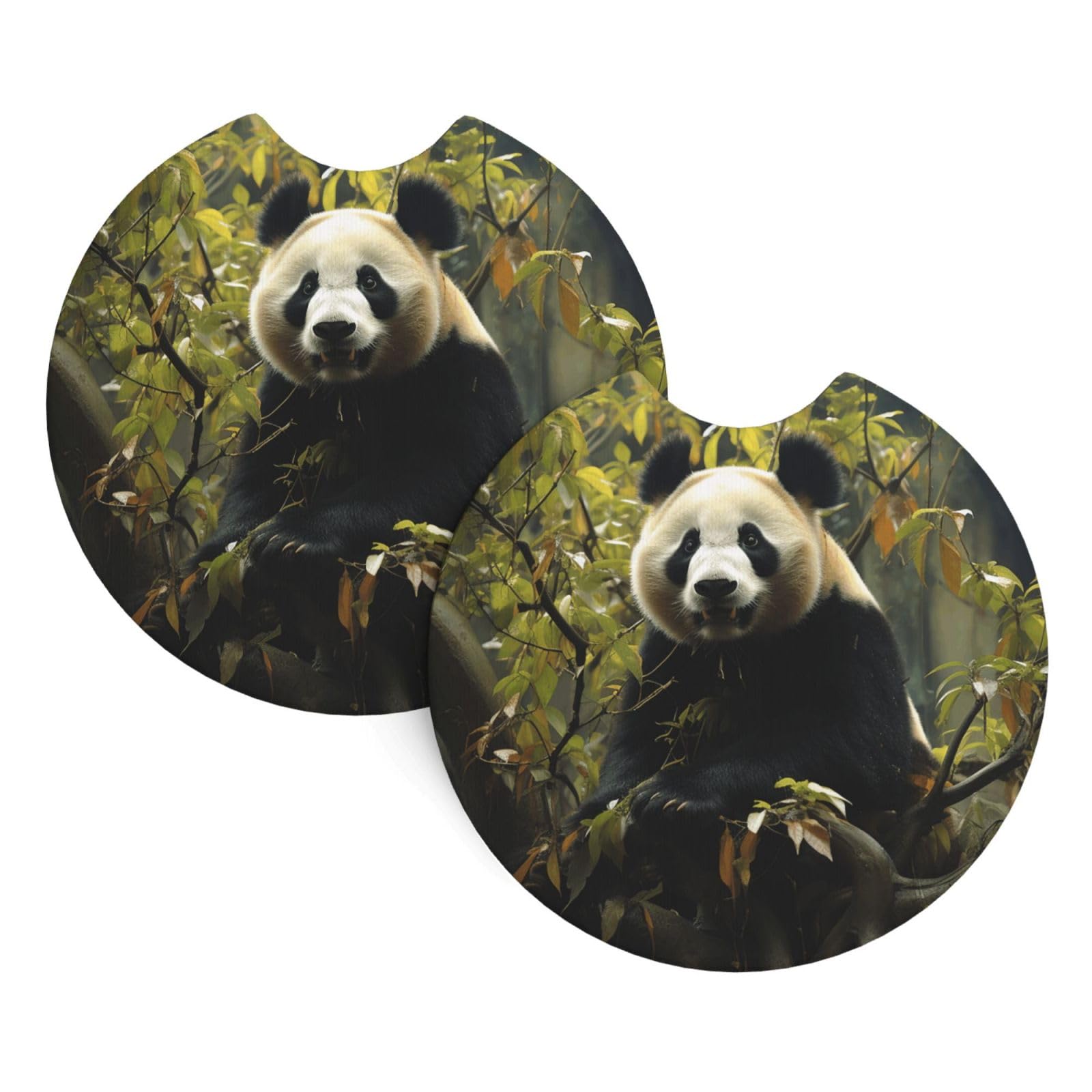 2 Pack Car Coaster for Cup Holders Panda Tree Car Cup Coaster 2.7" Neoprene Non-Slip Automotive Cup Mat Universal Auto Car Interior Accessories for Women Men Cup Pad