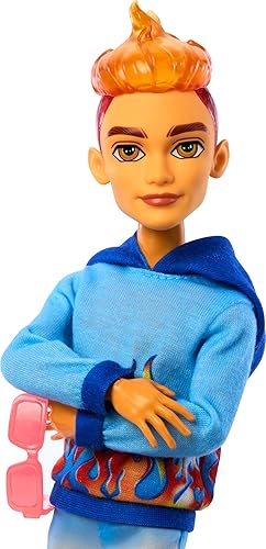 Vista 3 de Monster High Scare-adise Island Heath Burns Doll with Flame Hoodie, Swim Trunks & Beach Accessories Like Sunglasses