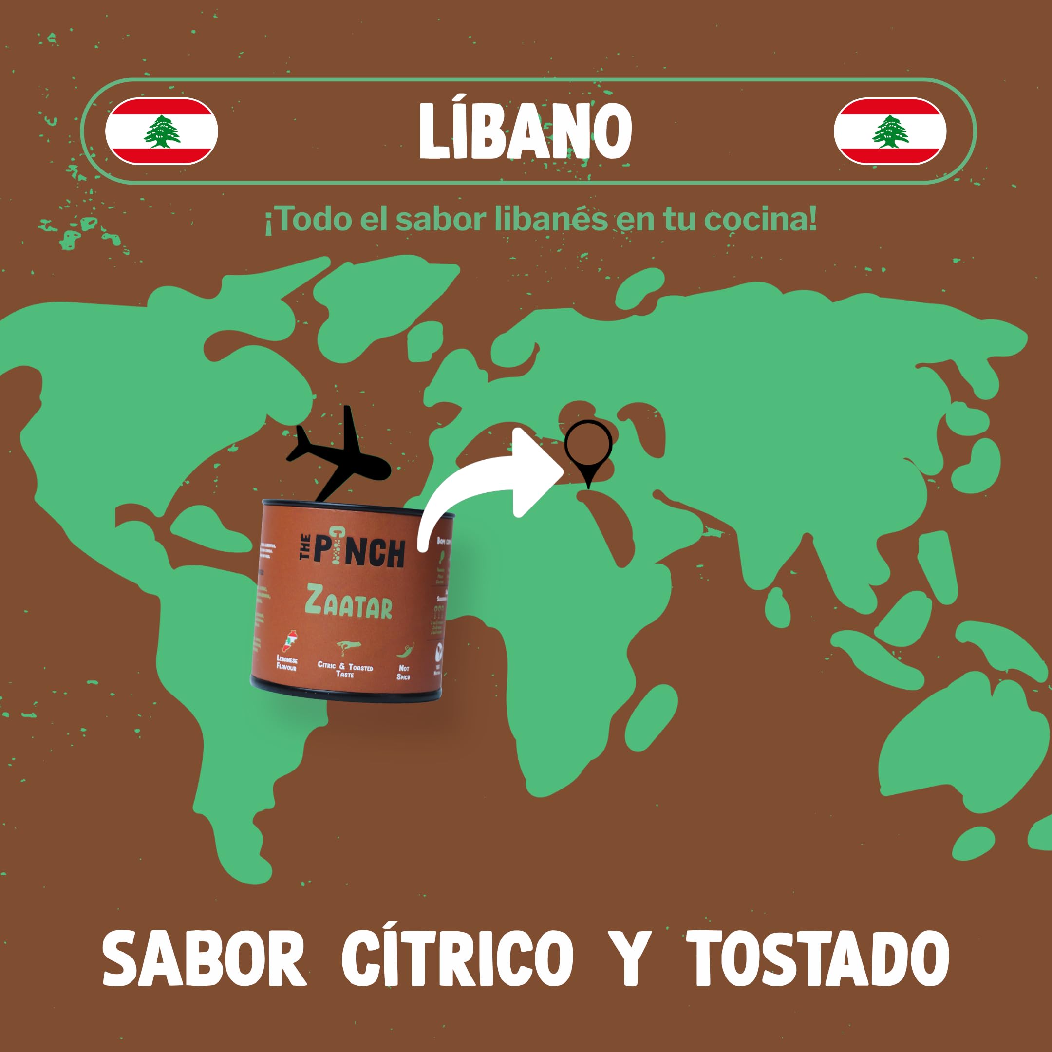 THE PINCH Zaatar Sazonador Árabe 100% natural - Sabor Auténtico del Líbano, con sumac. Fácil de usar en ensaladas, verduras asadas, hummus, panes y batatas dulces. Paquete 45g.