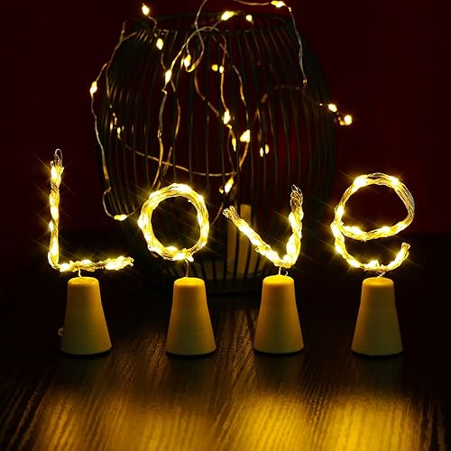 Miniatura 9 de PChero Luces solares para botellas de vino, paquete de 6 unidades, 20 luces LED impermeables, mini alambre de cobre, luces de corcho para botellas