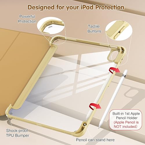 Miniatura 10 de OKP Funda para iPad de 10.9 pulgadas con soporte triple, función de encendido y apagado automático, funda protectora para iPad de 10.9 pulgadas con