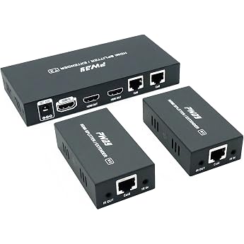 PWAY PW-HTS0102IR POC 1X2 Port HDMI Splitter Extender / Splitter Ultra HD 1080P Without Delay 60 m via CAT6 Cable Supports EDID and IR 1 in 2 Out