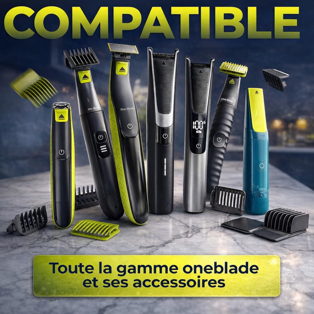 Lot 8 Lames de Rechange RazorBlade pour Rasoir Électrique comptatible OBlade QP220 QP2824 QP2724 QP2520 QP2630 QP65XX One Blade Lame en Acier Inoxydable remplacement pour Rasoirs Tondeuse Rasage lama