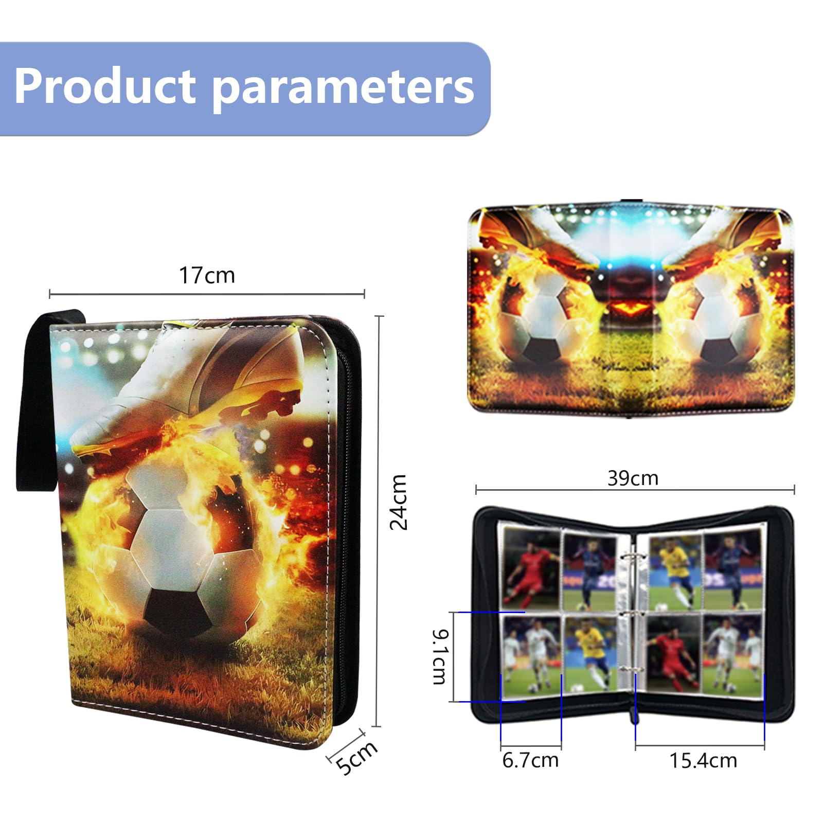 Football Card Binder 4 Pocket Fits 400 Cards with 50 Removable Sleevesves - Image 3