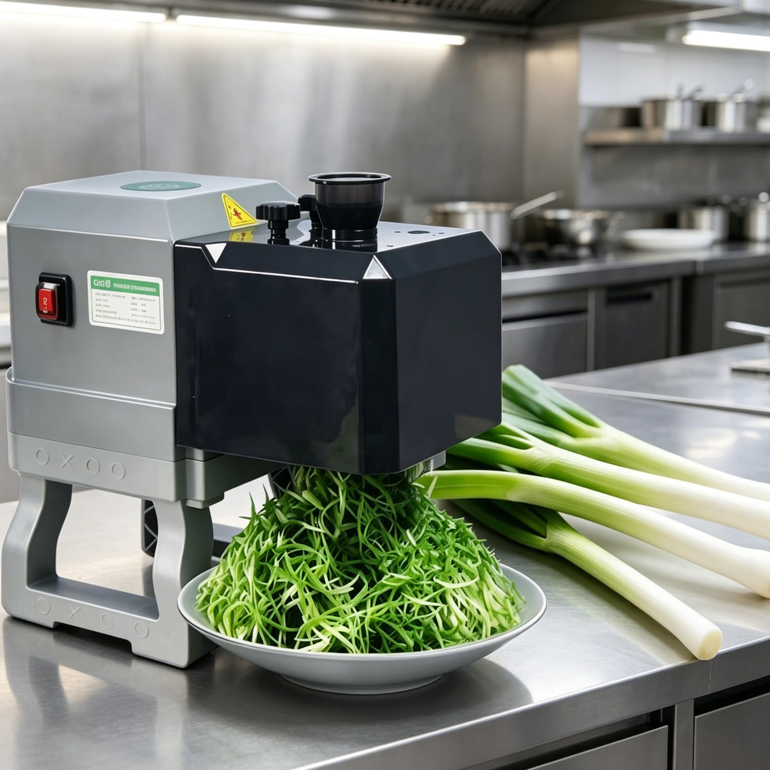 Time-Saving Electric Scallion Slicer,200w Commercial Vegetable Shredder Machine with Detachable One-Piece Legs, Easy-Clean Design,Perfect for Cutting Chives,Garlic Sprouts & Salad Veggies 2.3mm