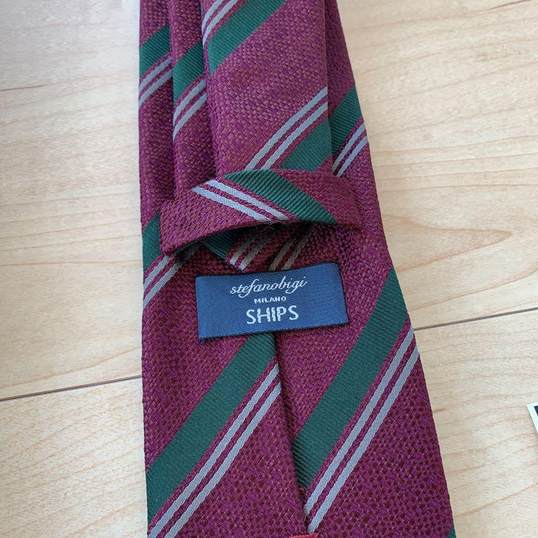 美品 ステファノビジ ネクタイ ブラウングリーンワインレッド英国調