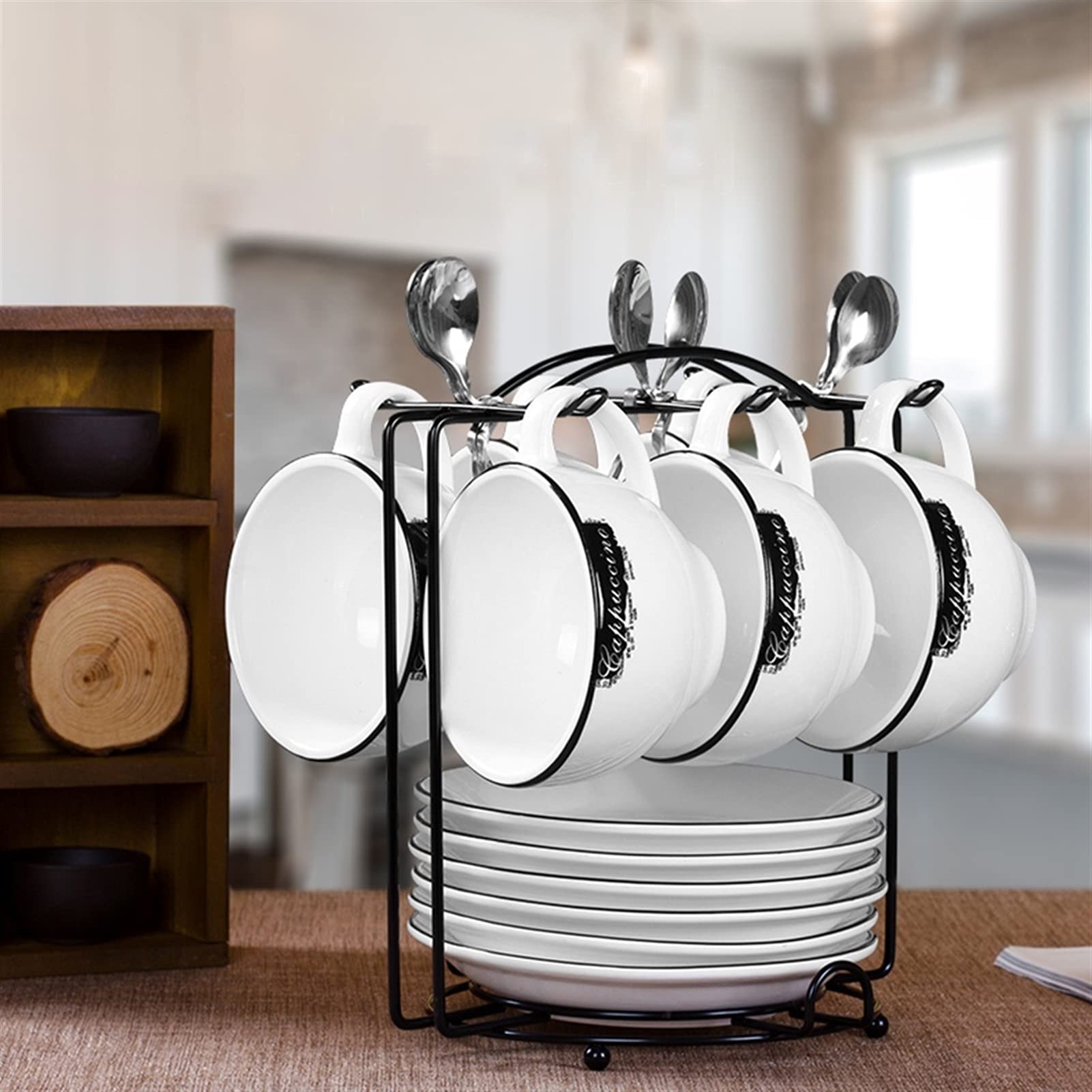 Zestawy filiżanek i spodków Europejski styl moda filiżanka kawy domu prosta ceramiczna herbata zestaw kreatywny prezent wakacyjny Zestaw kubków (Color : B)