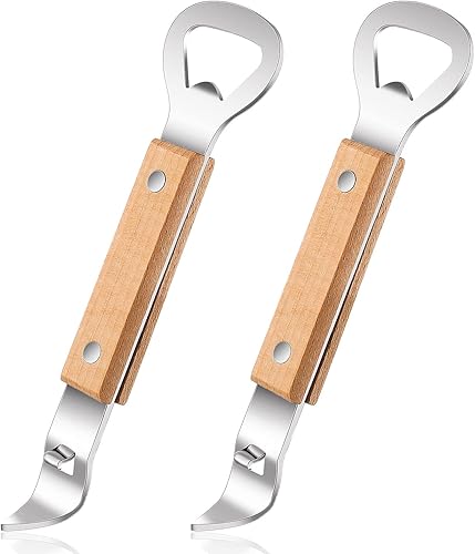 2 abrelatas magnéticas de botellas y latas con mango de madera, imanes de acero inoxidable para perforar latas para cervezas, bebidas, adecuado para
