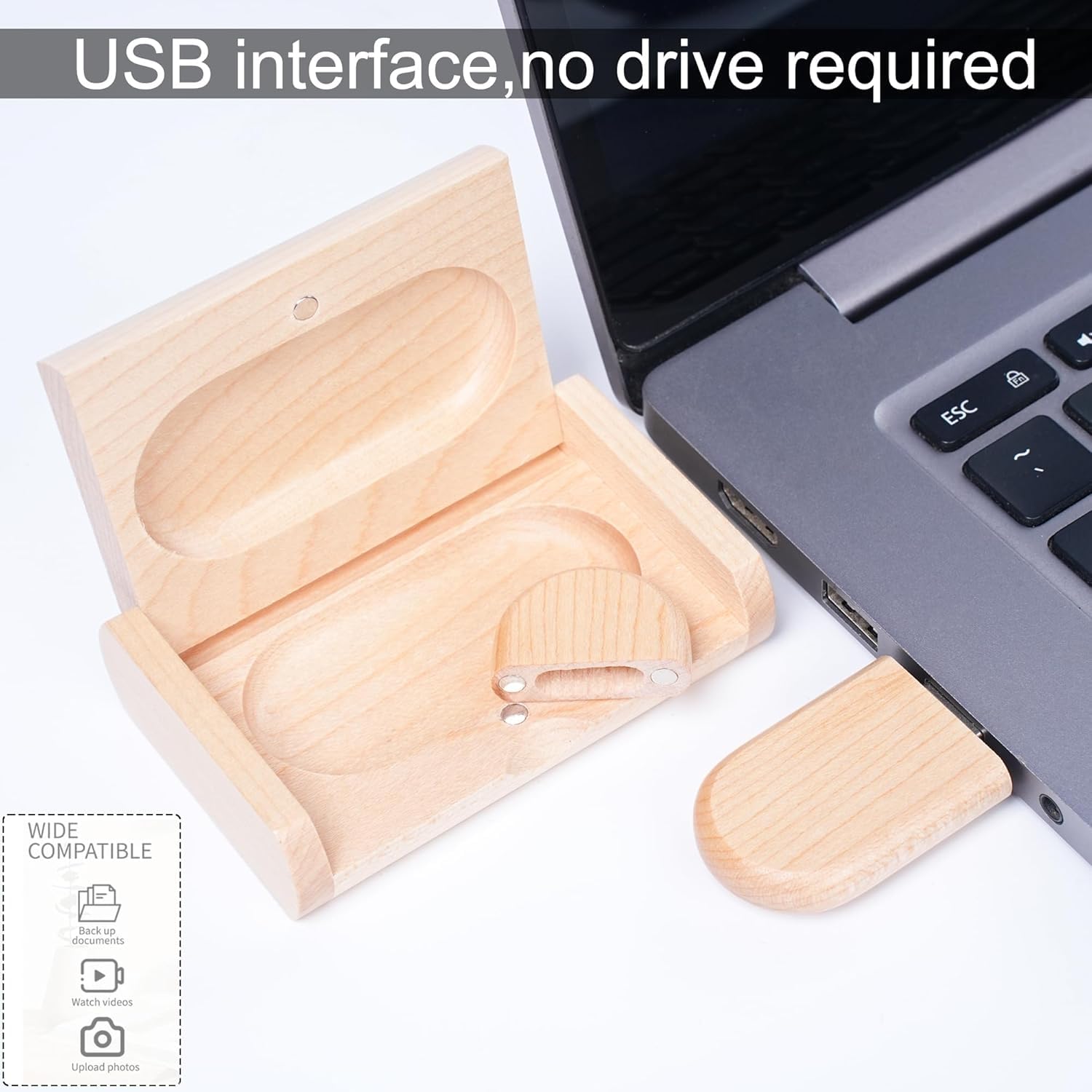 Memoria 2.0 USB 16GB Pendrive Hoja de Madera Divertido Pen Drive 16GB con Caja de Regalo de Madera Práctico Unidad Flash USB Almacenamiento para Regalo de Cumpleaños Llave USB - 5