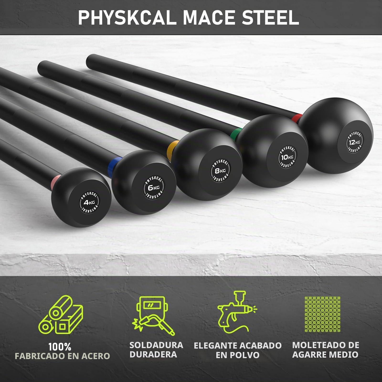 PhysKcal Mace Bell Clubbell de Acero Macizo