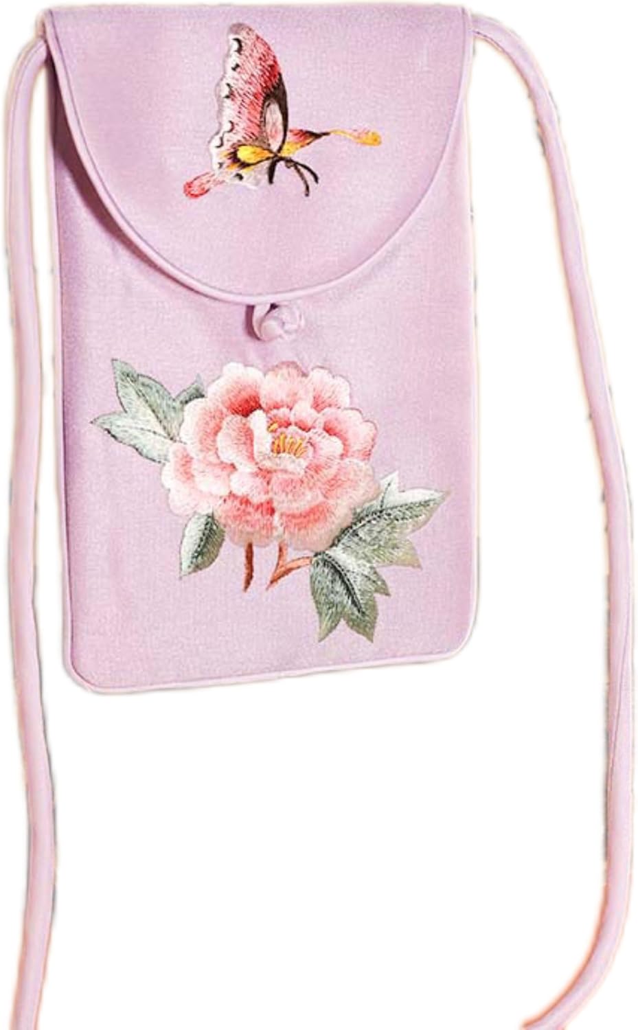 Chinese-Style Suzhou Embroidery Art Mini Crossbody Phone Bag Traditional Elegant Portable Pouch-Pink (Purple Pink)