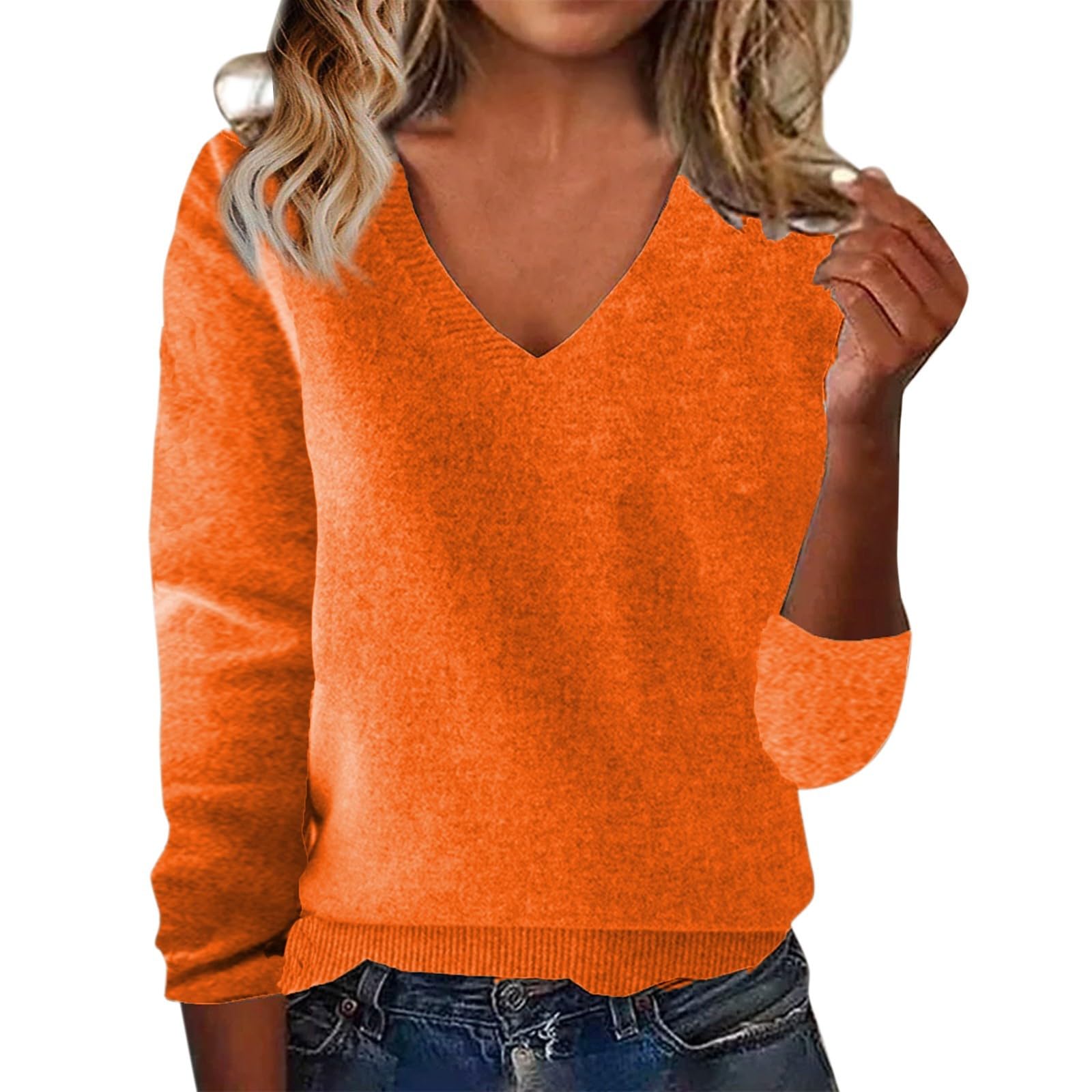 Cashmere Sweater for Women 2025 Trendy V Neck Long Sleeve Knitted Pullover Tops Lightweight Soft Comfy Warm Sweater