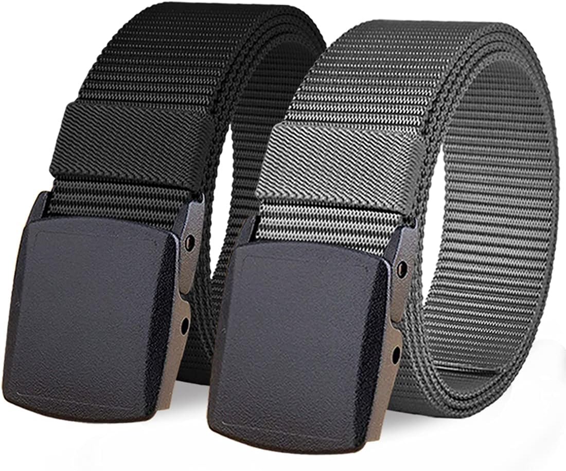 WYuZe 2 Pack Nylon Belt Outdoor Military Web Belt 1.5" Men Tactical Webbing Work Belts for Men