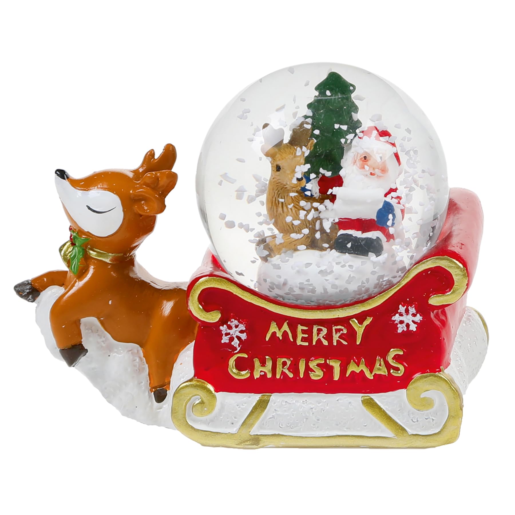 Christmas Snow Globe Sleigh Base design Mini 45mm Waterball (Santa/Reindeer 0245)