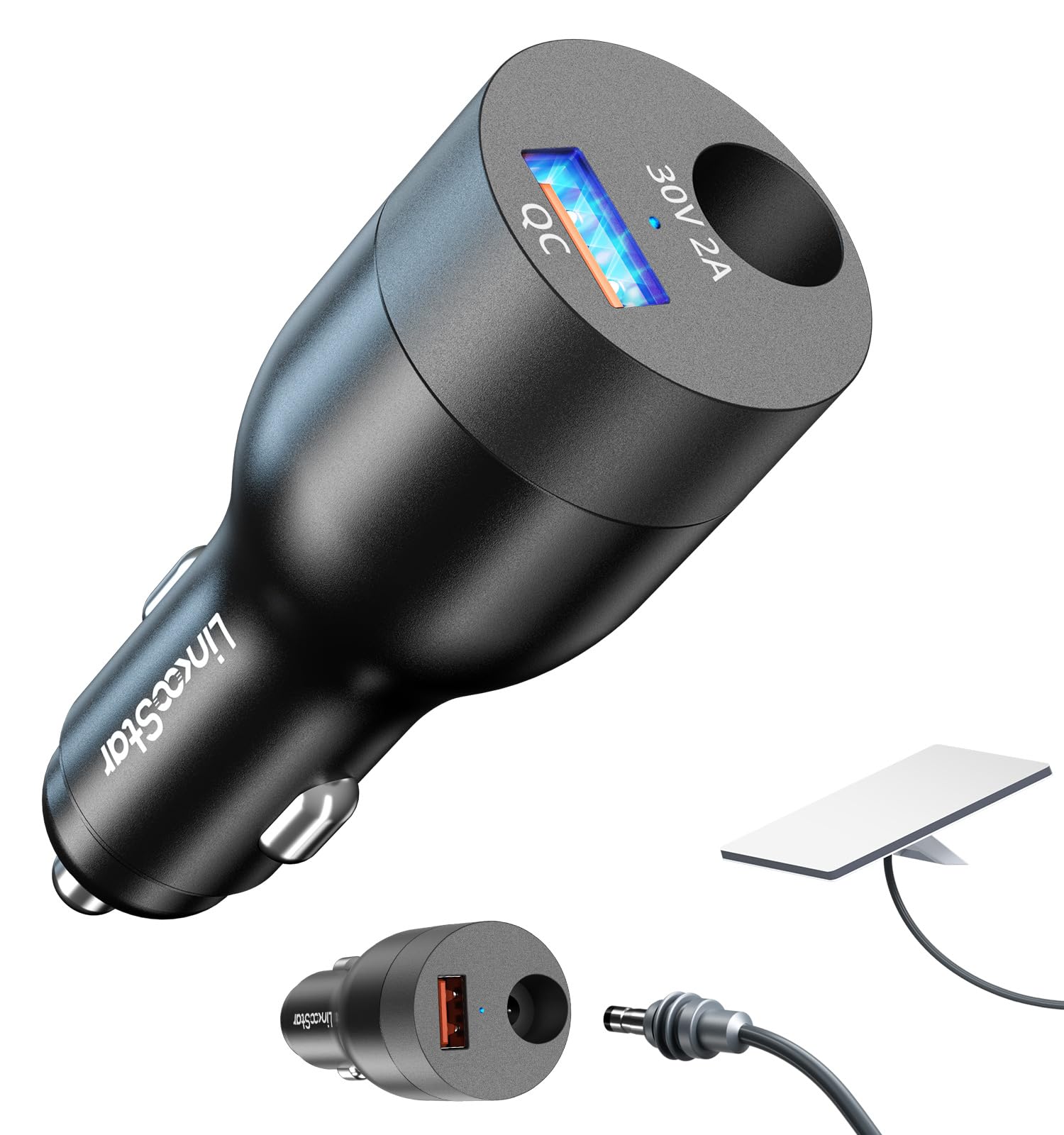 Starlink, mini adattatore per auto da 60 W, da 12 V a 24 V CC, convertitore step up per cavo ufficiale 16 AWG 30 m, adattatore mini 12 V 2 in 1, adattatore per accendisigari da auto con porta USB A da
