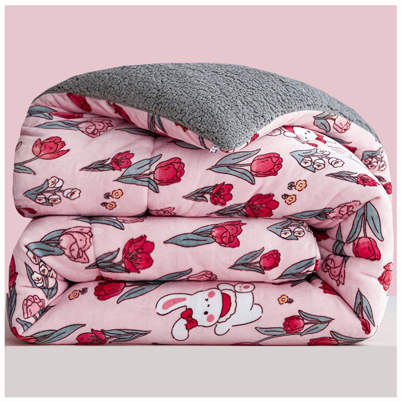 ZTGL Autumn and Winter Flannel Blanket, Thickened Soft Insulation Lamb Cashmere Quilt, Fluffy Double Sided Milk Velvet Comforter Core, Lightweight Duvet,J,200x230cm(5.0kg)