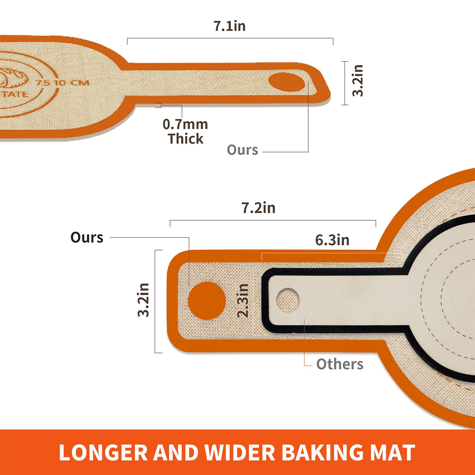 PLAPITATE Forro de silicona para horno holandés, antiadherente y fácil de limpiar, reutilizable, ovalada y redonda, con asas largas, fácil de transferir pan de masa madre, juego de 2 naranjas