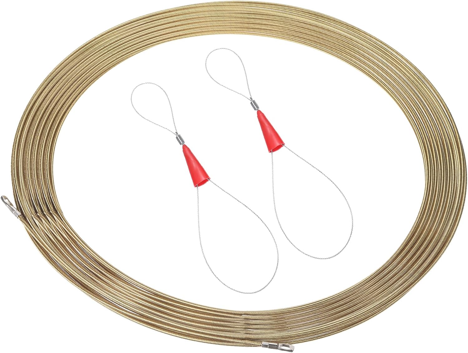 MECCANIXITY Fish Tape Electrical Wire Threader Wire Puller, 30m/98.4Ft Long Electrician Wire Fastener Device 4mm/0.16" Dia for Right Angle Pipe Wall Slot, Yellow (with 2 Wire Harnesses)