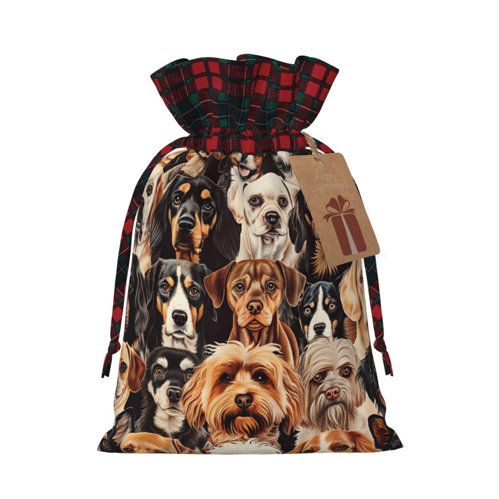 nqwawe Gift With Dogs Pattern Print Drawstring Bags Reusable Cotton Candy Bag For Wedding Party Favors