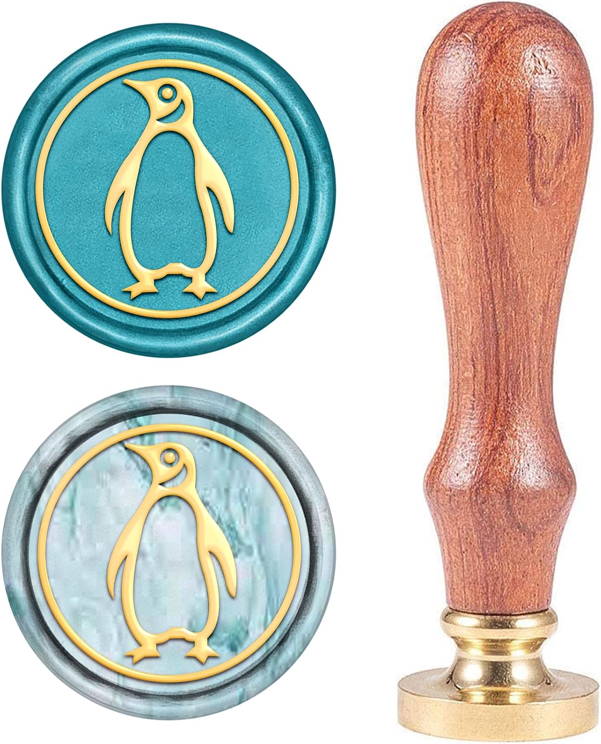 CRASPIRE Penguin Wax Seal Stamp Animal Vintage Sealing Wax Stamps Retro 25mm Removable Brass Head Sealing Stamp with Wooden Handle for Wedding Invitations Envelopes Wrap