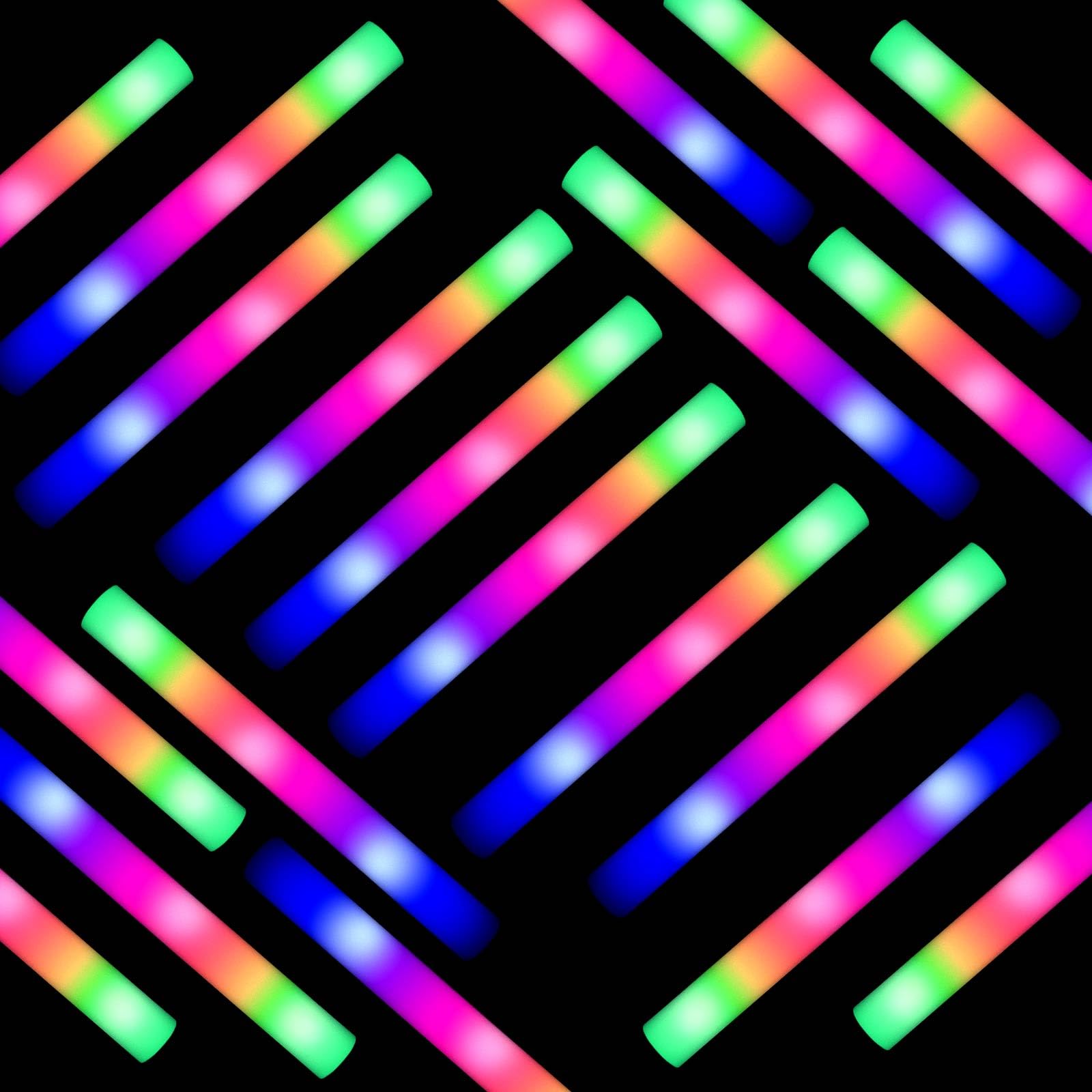 28 PCS LED Light Up Foam Sticks, Glow Sticks Bulk with 3 Modes Colorful Flashing, Glow in the Dark Party Supplies for Wedding, Halloween, Birthday， Party, Concert, Raves, Sports Meets