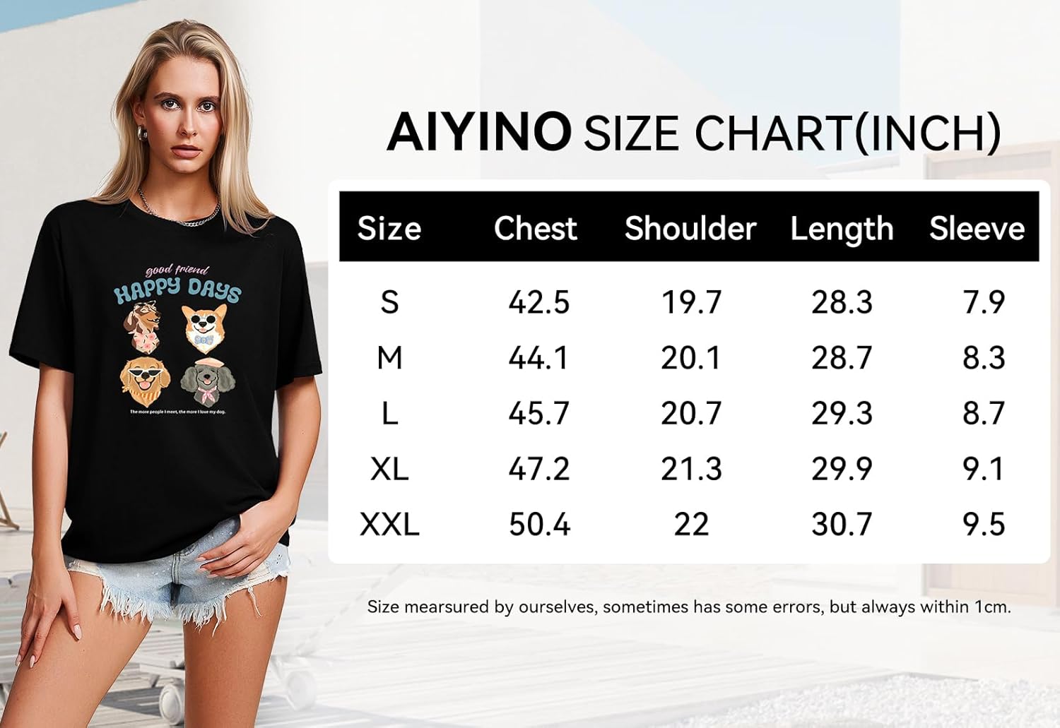 Aiyino Womens Dog Mom Graphic Tee Cute Dog Art Shirt for Pet Lovers Relaxed Fit Casual Gift Top - Image 7