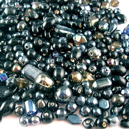 The Crafts Outlet 1 libra  16.01 oz a granel de formas y tamaños surtidos de cuentas de vidrio de 0.236-0.472 in verde esmeralda