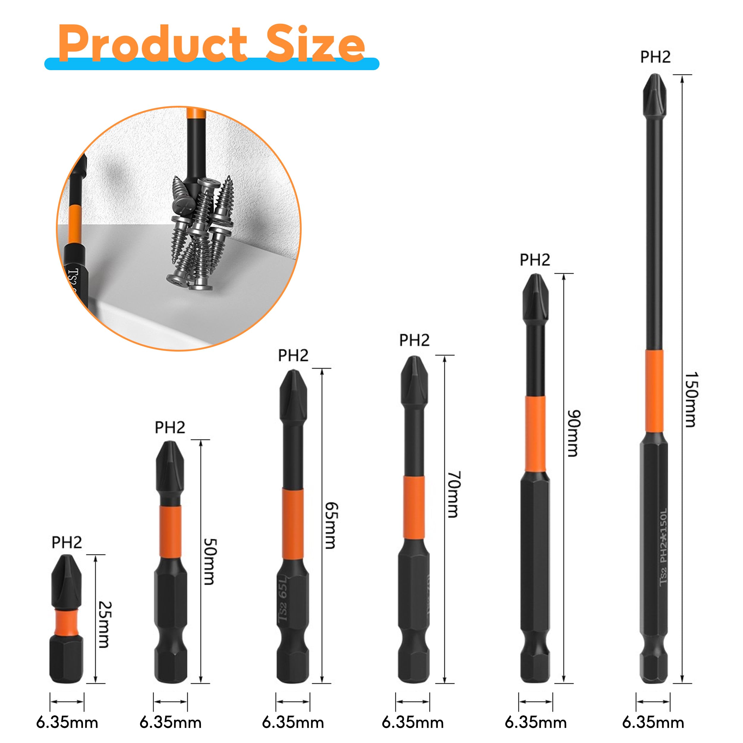 12Pcs Magnetic Impact Driver Bits, Screwdriver Driver Bits Set - Image 2