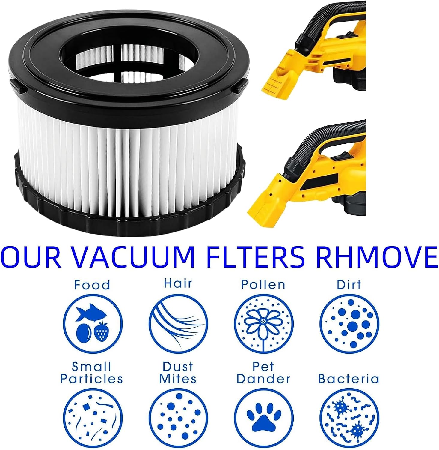 (4-Pack) DC5151H HEPA Filter Replacement Compatible with dewelt Wet Dry Vacuum DC515 DCV517 DCV517B-with 1-Cleaning Brushes