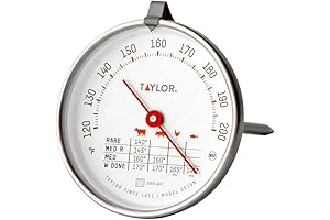 Taylor Oven Safe Compact Analog Meat Thermometer for Leave-In Temperature Reading