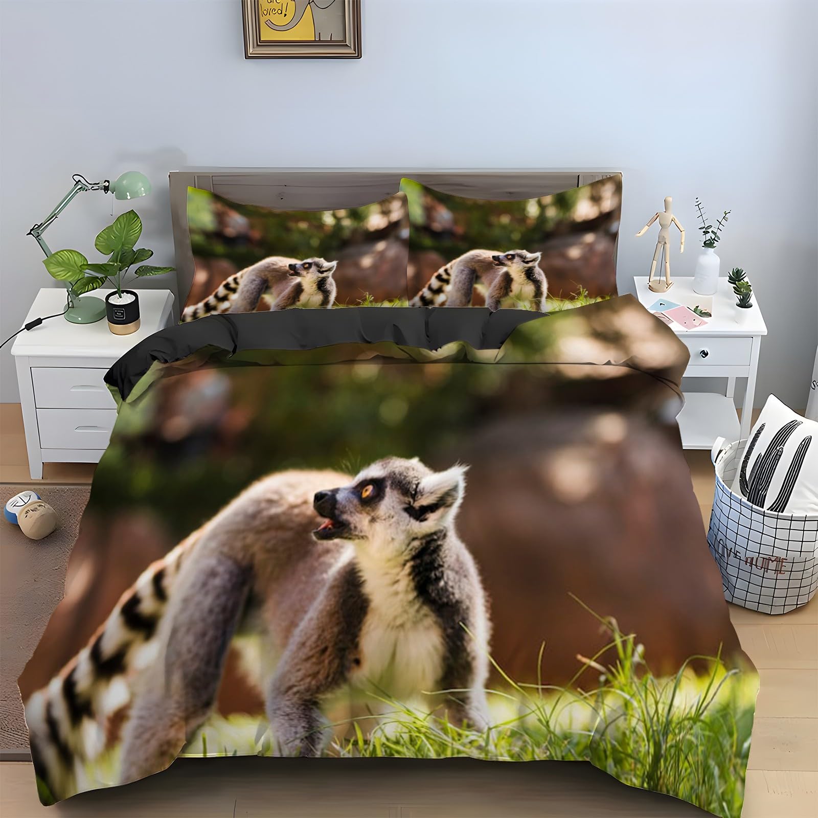 Housse de couette lémurien 240 x 260 avec fermeture éclair pour changer vos draps sans effort