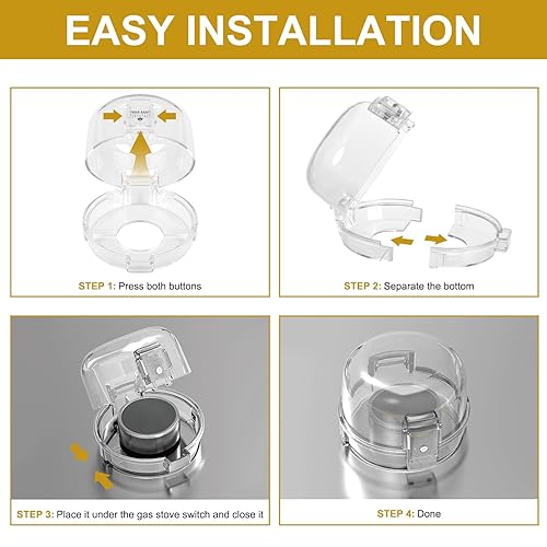 Miniatura 6 de Fundas para pomos de estufa de gas para seguridad infantil, paquete de 5 fundas de perilla de seguridad de estufa de tamaño universal, resistentes