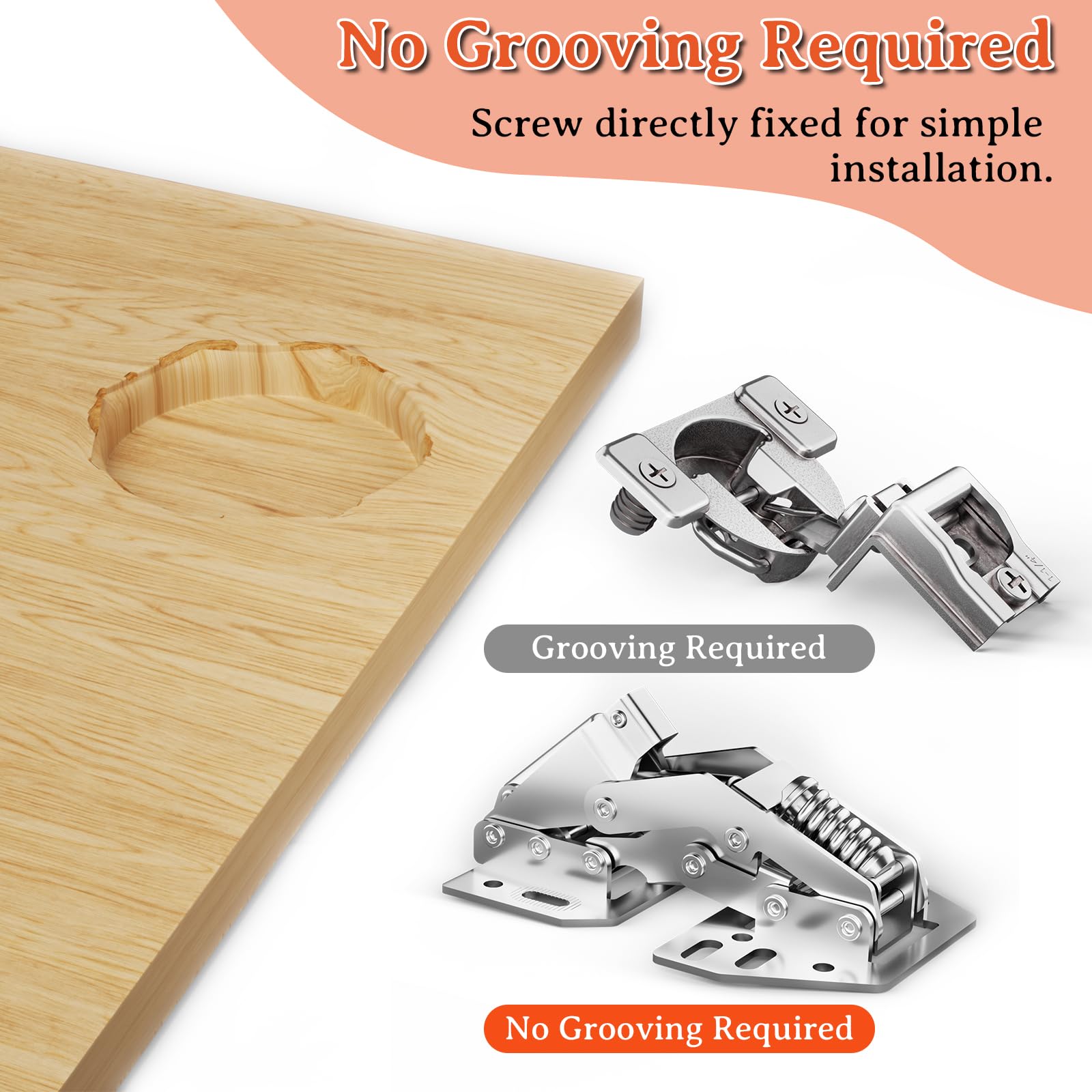 Furniware 4 Pack 90 Degree RV Cabinet Flap Hinges, Heavy Duty Surface Mount, Soft Close Damper, Self Closing - Image 2