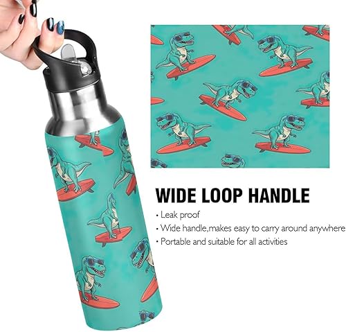 Miniatura 4 de Cute Funny Dinosaurs Green Stainless Steel Vacuum Insulated Water Bottle 32 Oz, BPA-Free Sport Water Bottle Leakproof Water Bottles