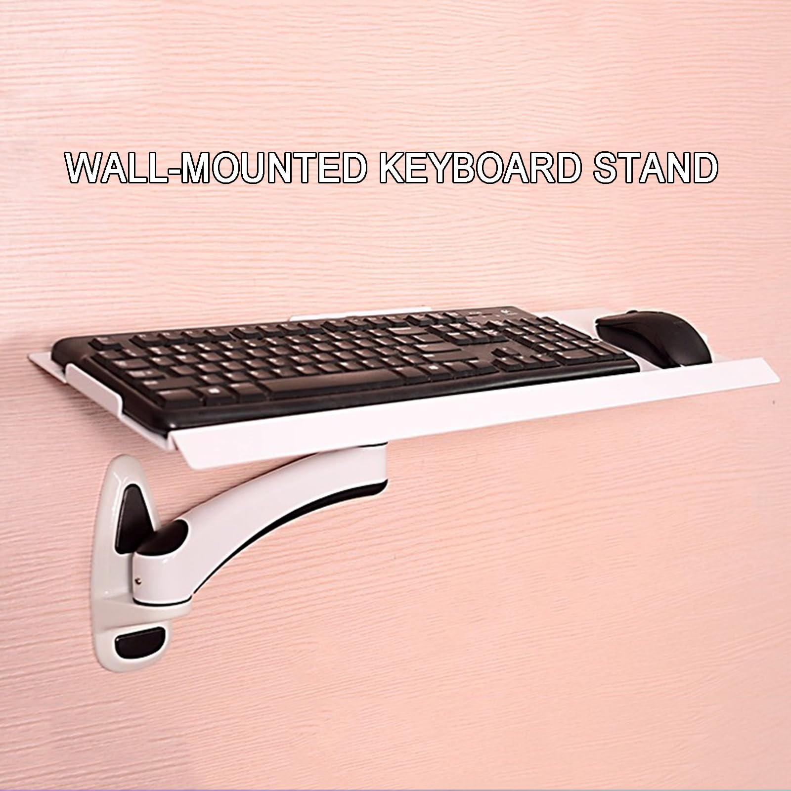 Supporto ergonomico per tastiera e mouse, piattaforma di digitazione per montaggio a parete, girevole a movimento completo, adatto per tastiere da gioco standard a grandi