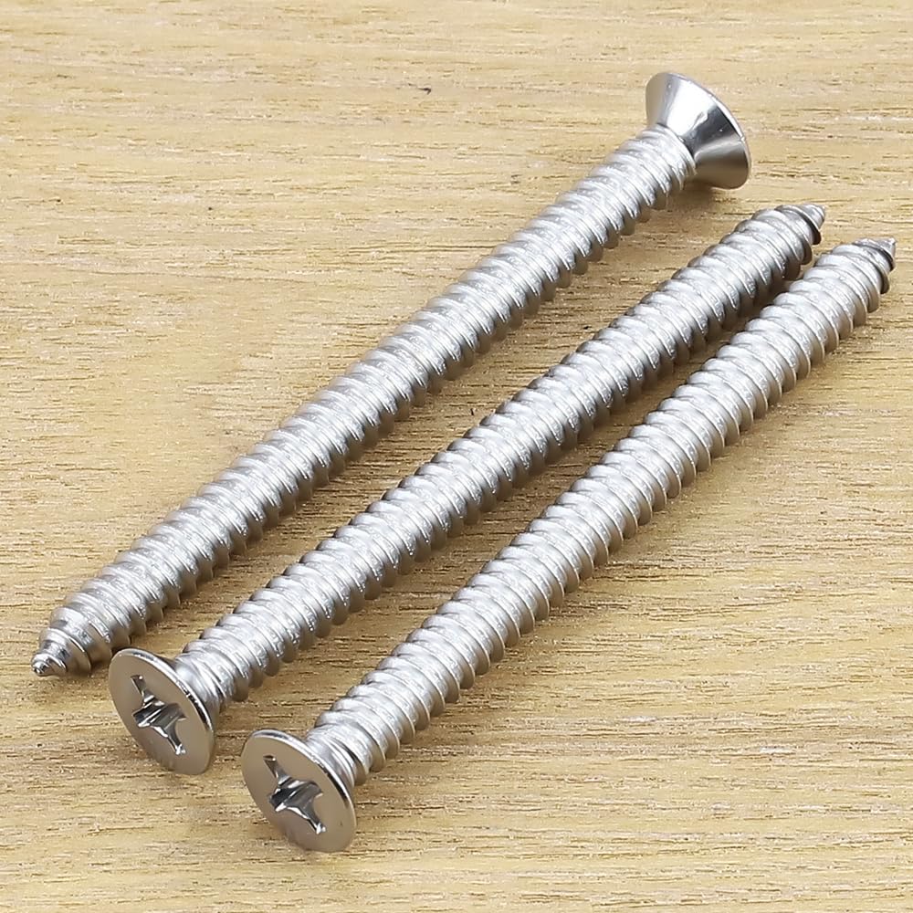 #14 x wkręty do blachy z płaskim łbem, wkręty do drewna Phillips, stal nierdzewna 304 18-8, samogwintujące, 25 szt. od Eastlo Fastener