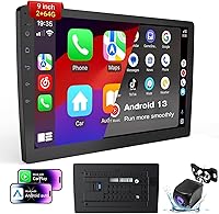 Vista 1 de Estéreo de auto doble DIN de 9 pulgadas con Apple CarPlay inalámbrico y Android Auto Pantalla táctil HD de 9 pulgadas Bluetooth, navegación