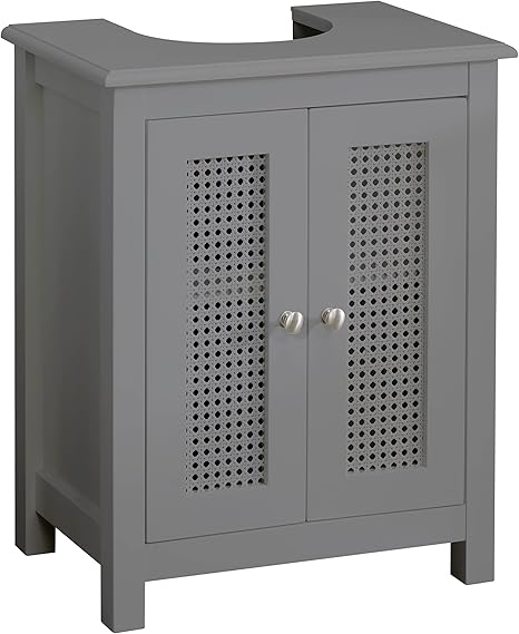 House and Homestyle Grey Slimline Rattan Bathroom Under Sink Storage ...