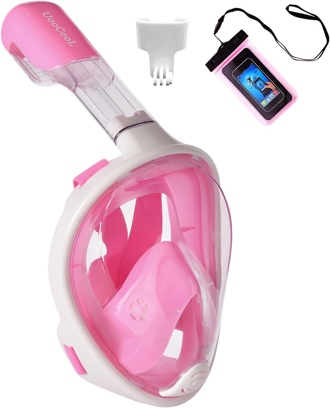 UooCooL 180° Full Face Snorkel Mask- Panoramic view Snorkeling Mask For Adults And Kids, Breathe freely With Anti Fog And Anti Leak Design, See More with a Larger Viewing Area(Pink, S/M)