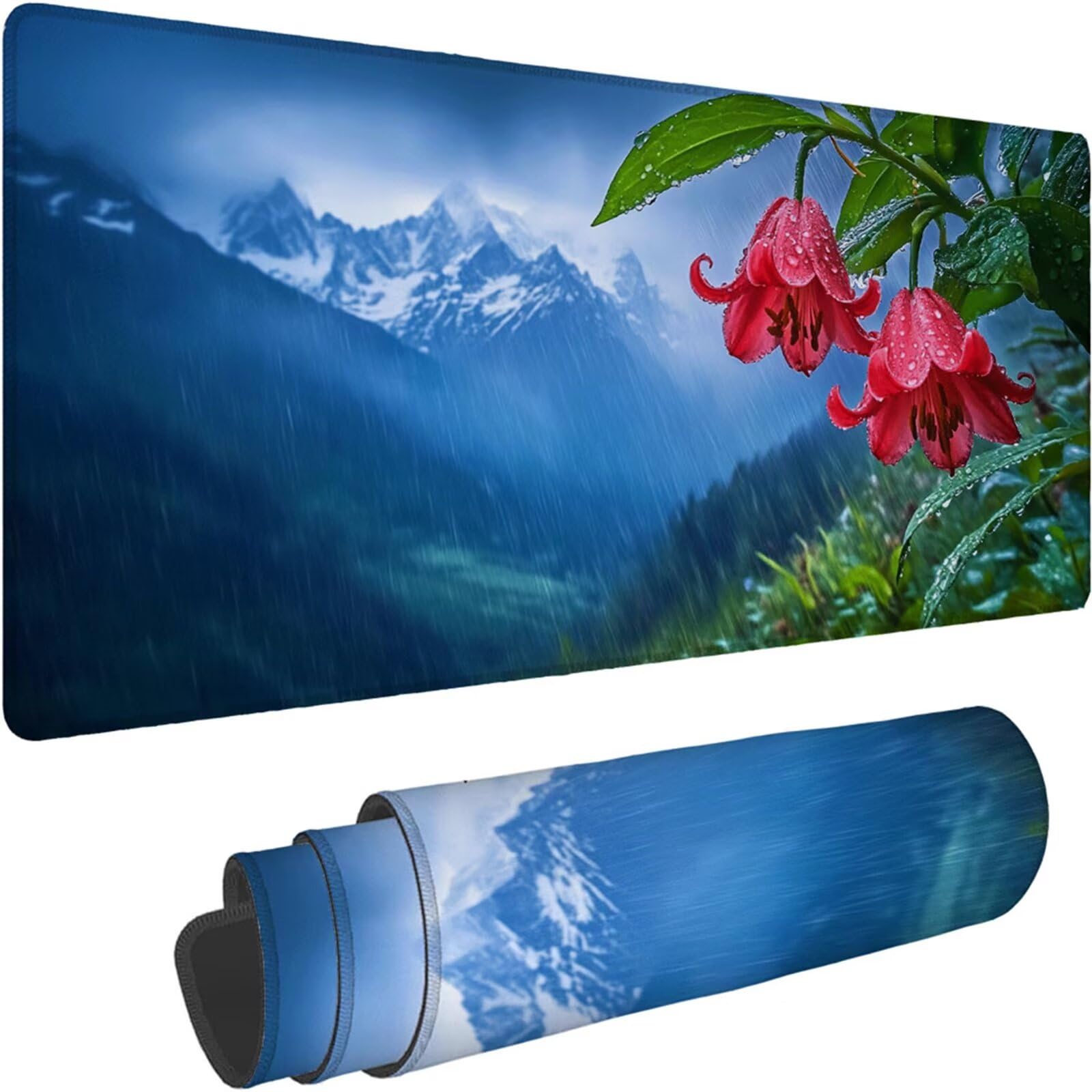 Gamingowa podkładka pod mysz 1200 x 600 x 3 mm, XXL, wodoszczelna, odporna na ścieranie, z przyszytymi krawędziami, niebieska, podkładka na biurko, poprawia prędkość i precyzję pod laptopa, komputer