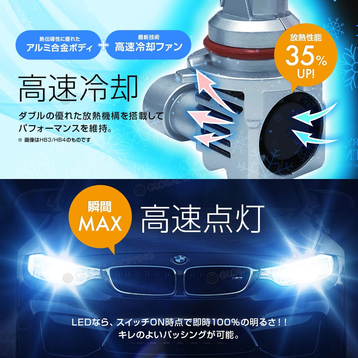 Amazon | LEDヘッドライト HB3/H10/9005/9005J/9006J ハイビーム