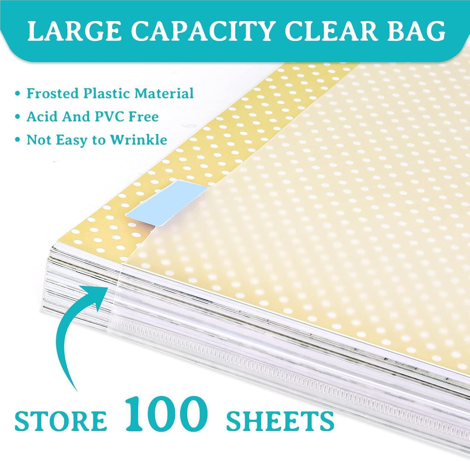 Scrapbook Paper Storage Organizer - 12x12 Clear Paper Holder for Craft Organization with Sticky Index Tabs for Easy Sorting Design | Durable Arts and Crafts Storage for Home Studio Use