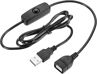 MECCANIXITY USB Cable with 501 ON/Off Switch, USB Male to Female Extension Cord 100cm for LED Desk Lamp LED Strip Black