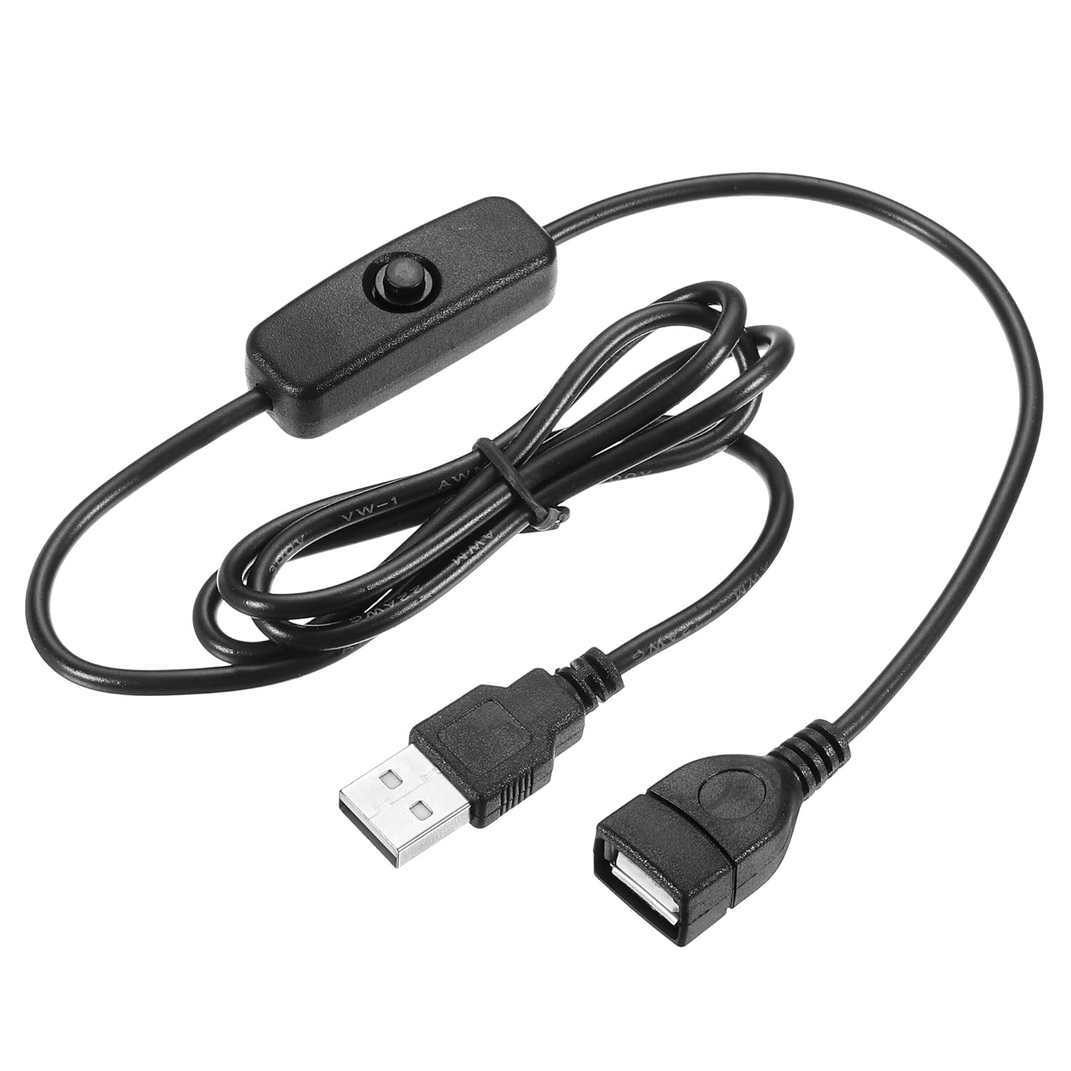 MECCANIXITY USB Cable with 501 ON/Off Switch, USB Male to Female Extension Cord 100cm for LED Desk Lamp LED Strip Black