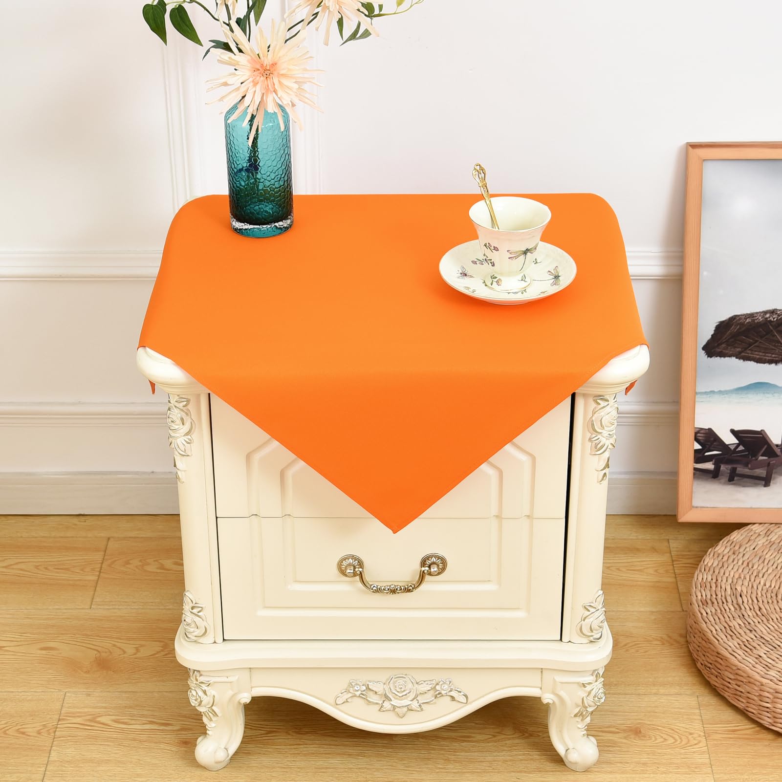 NEWISHER Orange Square Tablecloth Solid Color Tablecloths 60x60 cm โ image 1