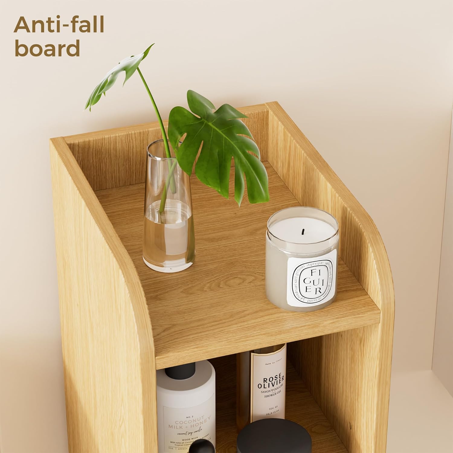 Homhedy Rattan Small Bathroom Cabinet with Door, Narrow Toilet Paper Storage Cabinet, Skinny Corner Floor Cabinet with Adjustable Shelves, for Bathroom, Small Spaces, 9.8" D x 7.9" W x 31" H, Natural
