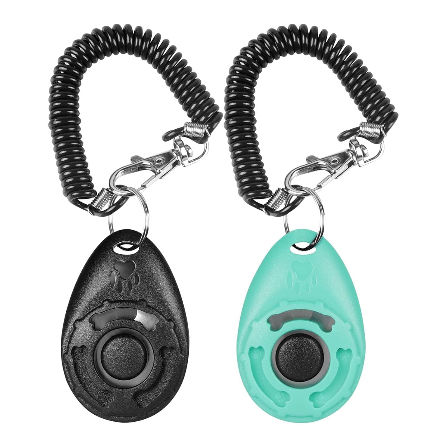 SUJIBHI 2 PCS Dog Clicker Pet Training Clicker with Wrist Strap Effective Behavioral Training Tool with Big Button for Dog Cat Horse Puppy Recall (Black + Green)